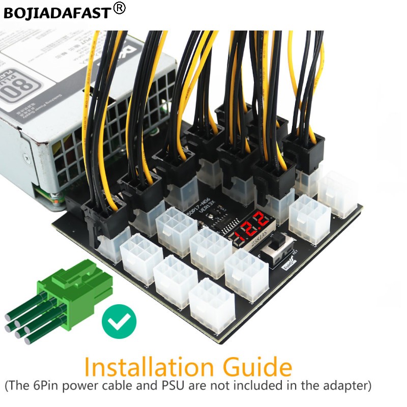 17 Ports PCIe 6Pin Connector S - 2400W Server Psu Breakout Board ulasan dan harga