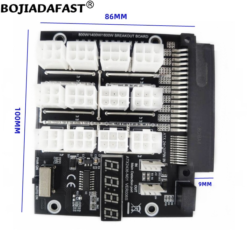 12 Ports PCIe 6Pin Connector B - 2400W Server Psu Breakout Board ulasan dan harga