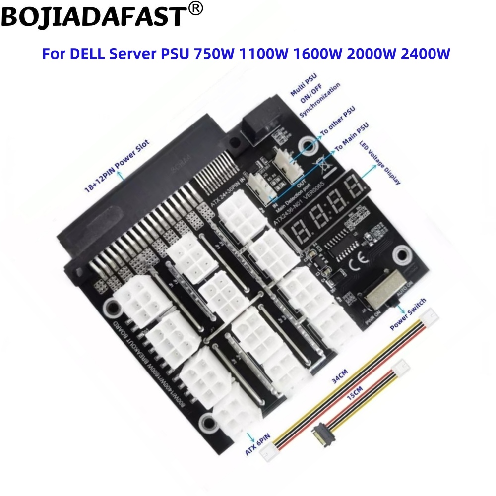 12 Ports PCIE 6Pin Connector S - 2400W Server Psu Breakout Board ulasan dan harga